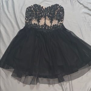 Nude/Black Mesh Formal Dress - Strapless